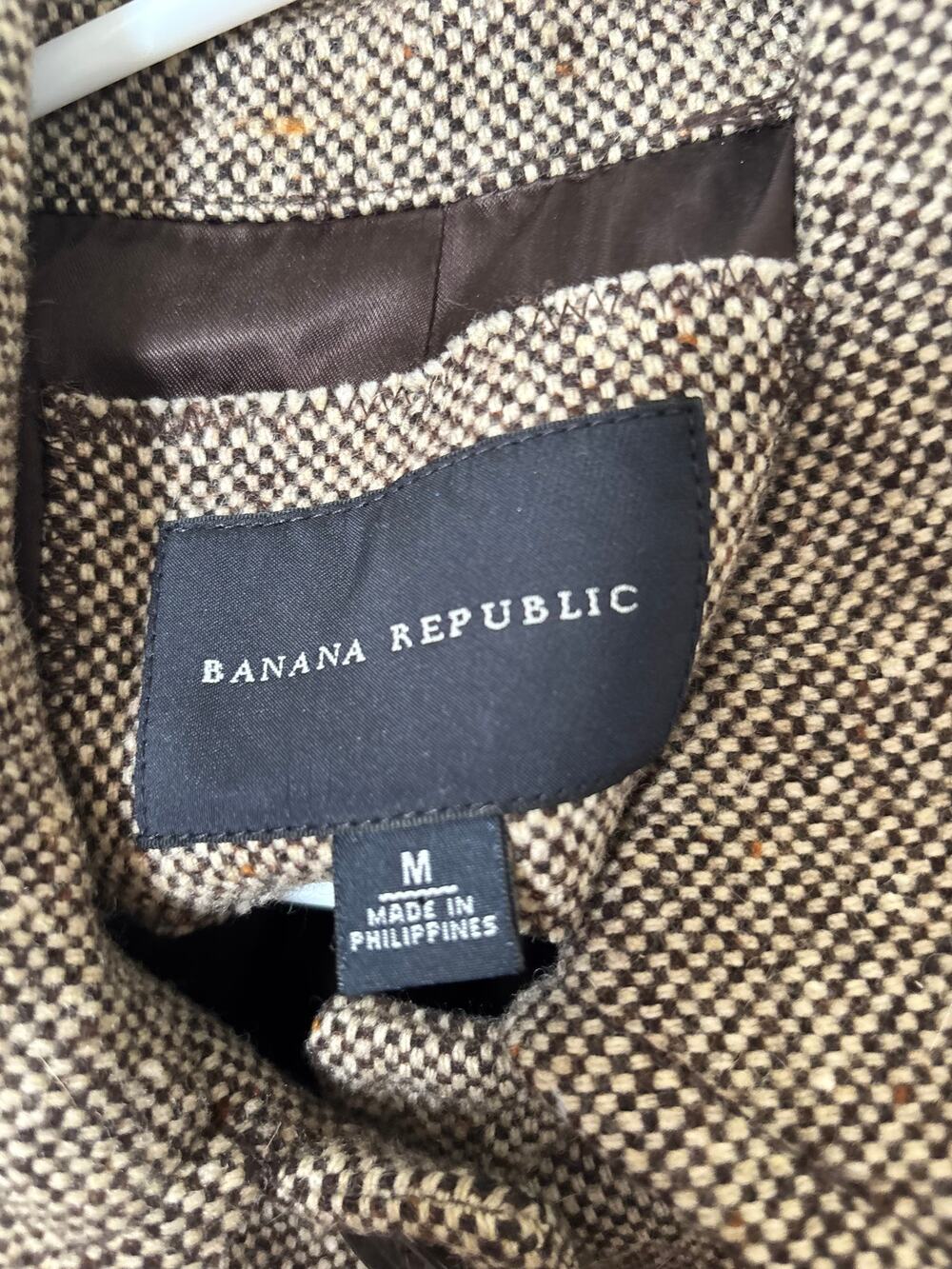 Banana Republic Brown Tan Tweed Wool Blend Jacket Size M Button Front Lined